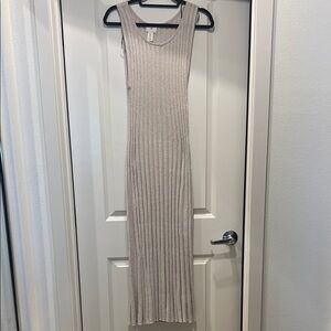 H&M Beige Ribbed Sleeveless Maxi Dress
